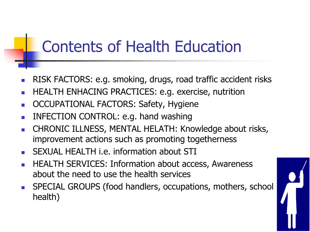 contents of health education