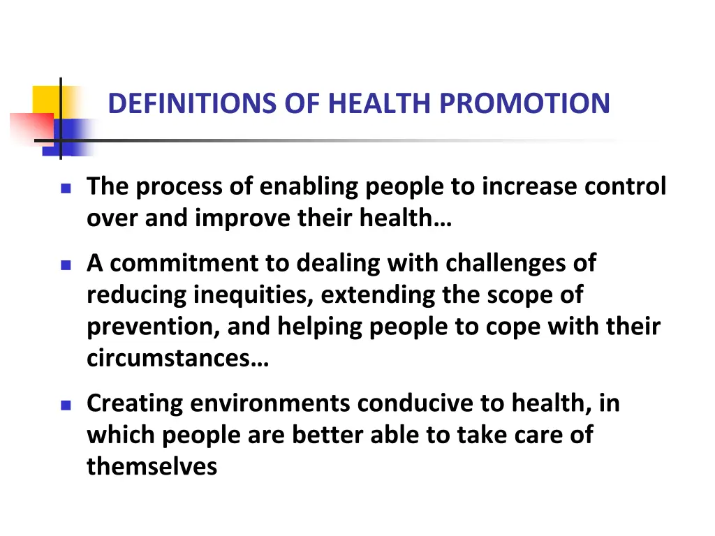 definitions of health promotion 1