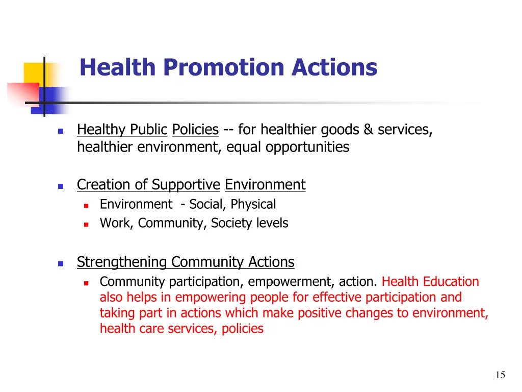 health promotion actions