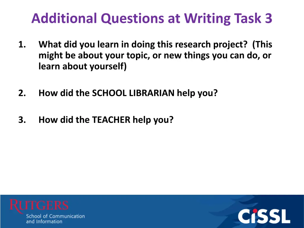 additional questions at writing task 3