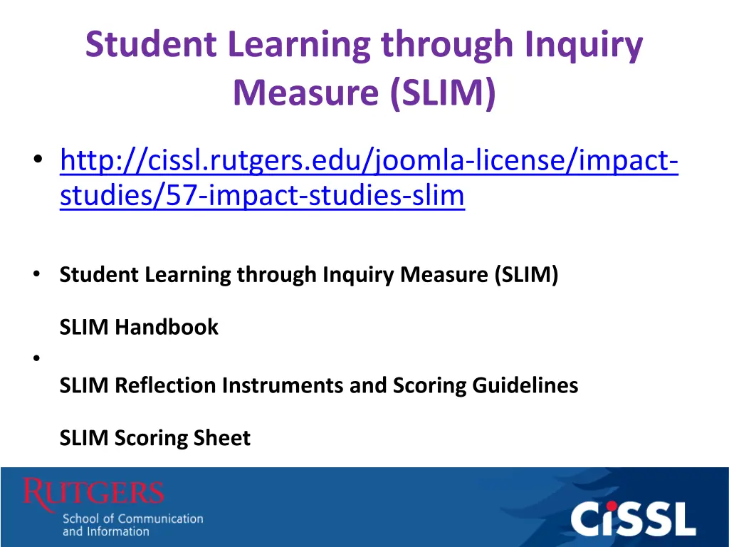 student learning through inquiry measure slim