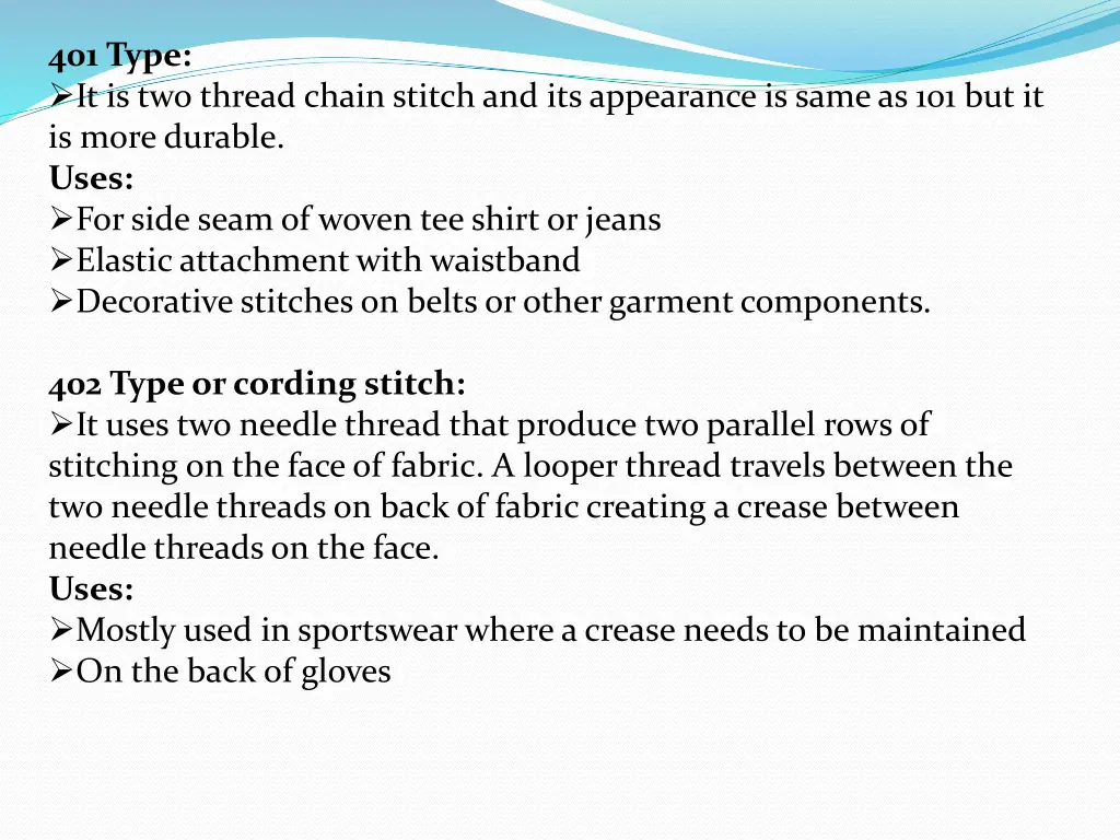 401 type it is two thread chain stitch