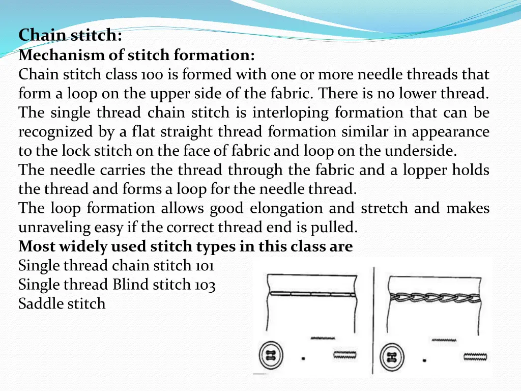 chain stitch mechanism of stitch formation chain