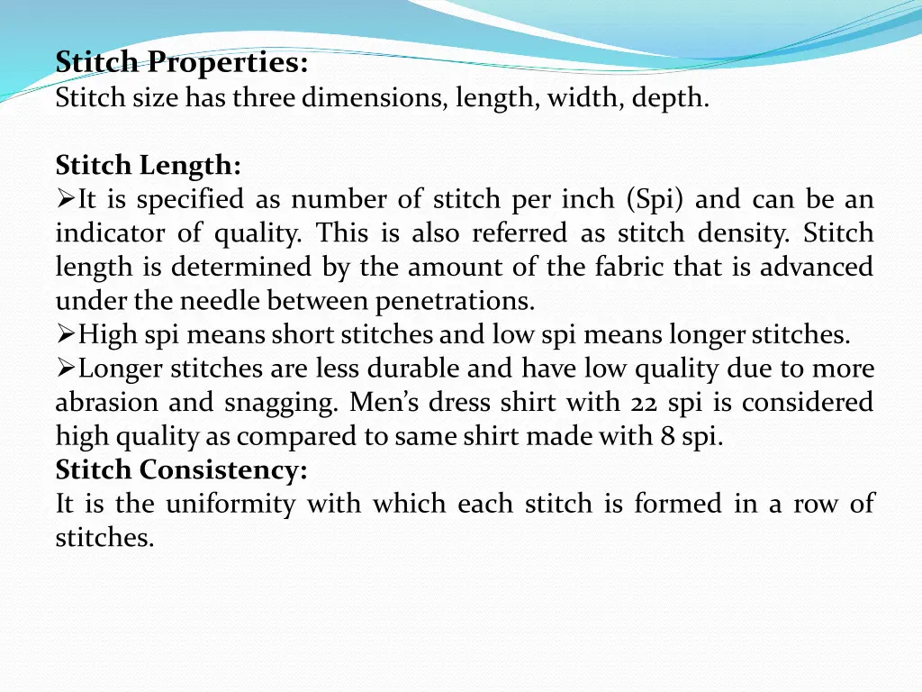 stitch properties stitch size has three