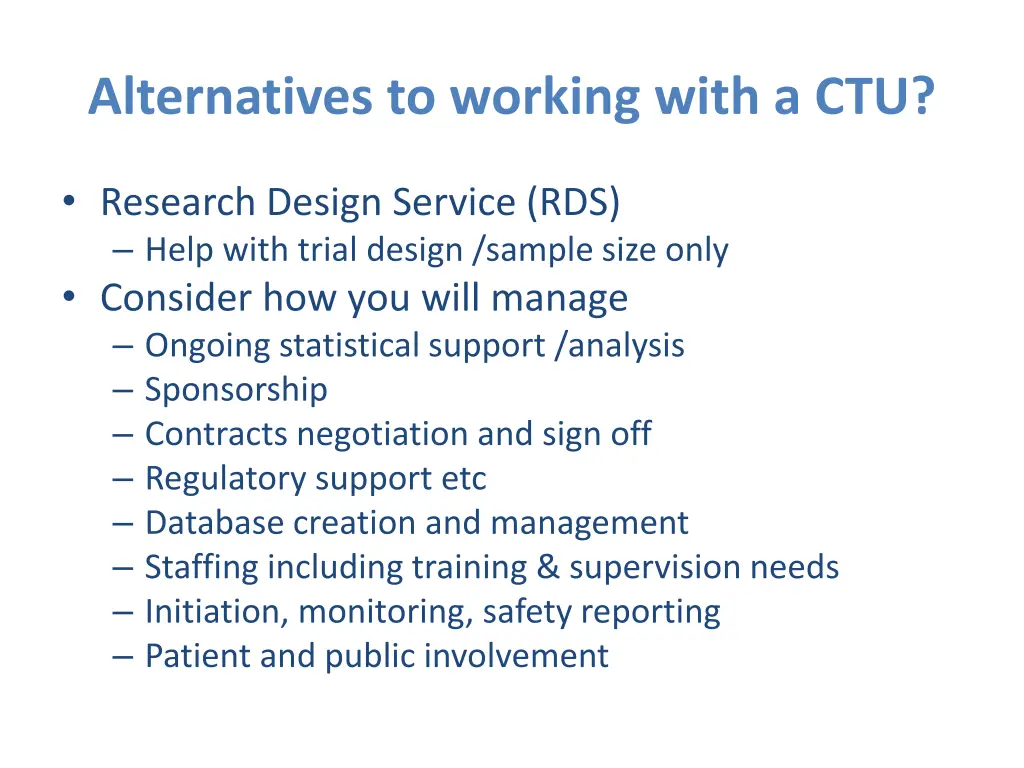 alternatives to working with a ctu