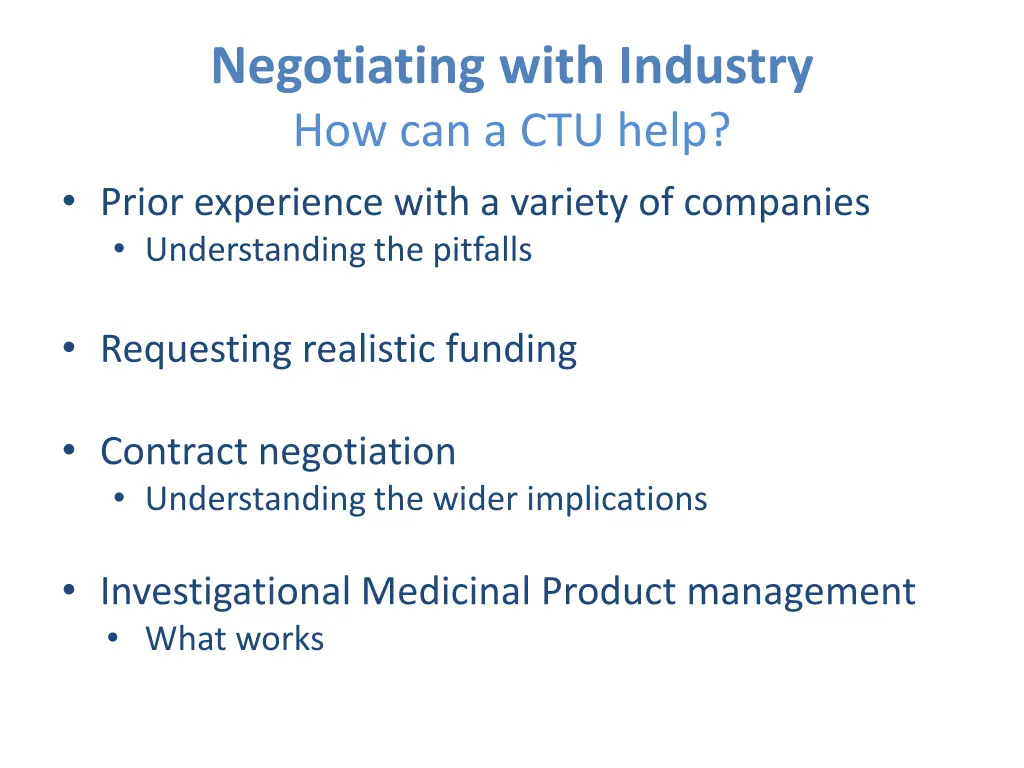 negotiating with industry how can a ctu help