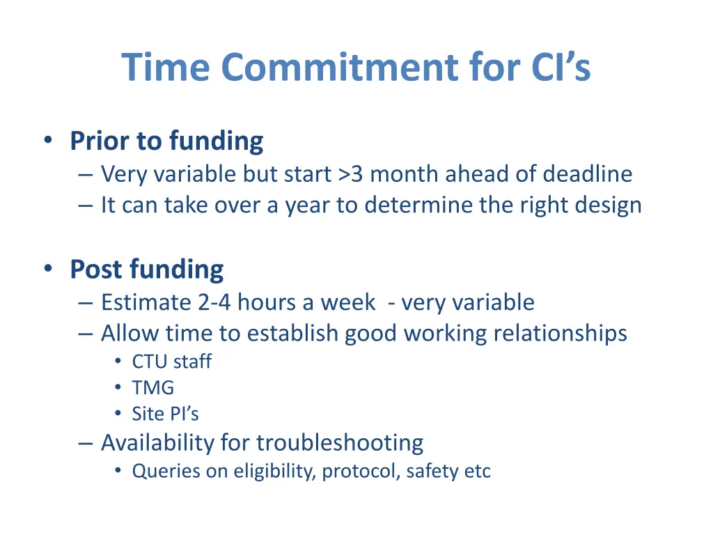 time commitment for ci s