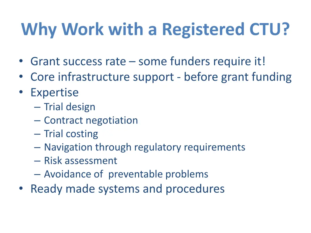 why work with a registered ctu