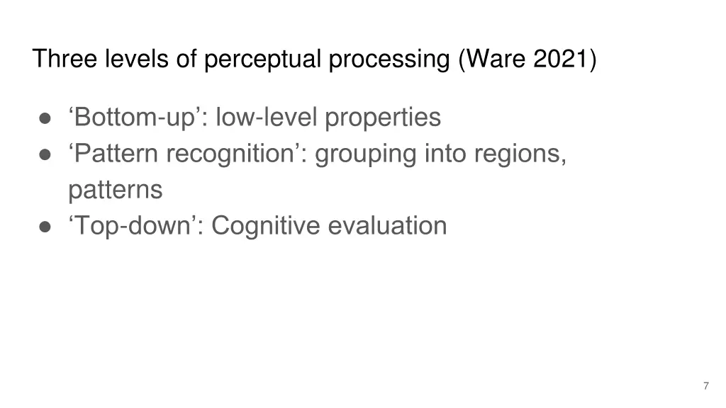 three levels of perceptual processing ware 2021