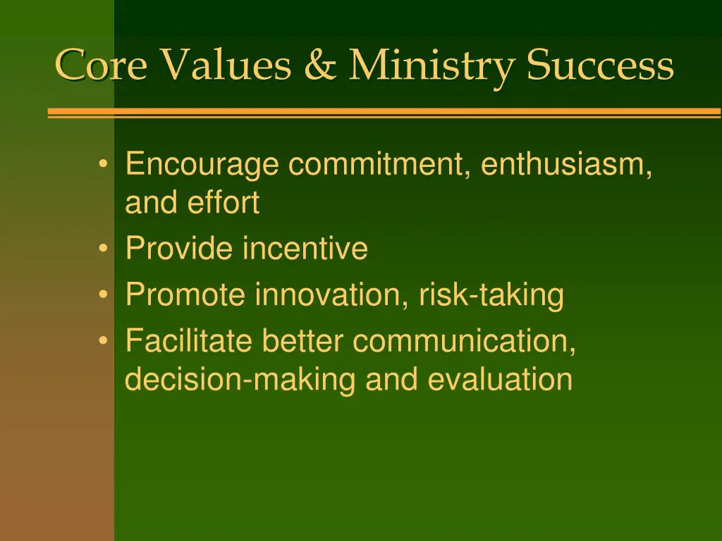 core values ministry success