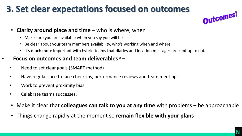 3 set clear expectations focused on outcomes