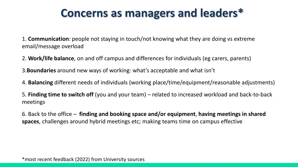 concerns as managers and leaders