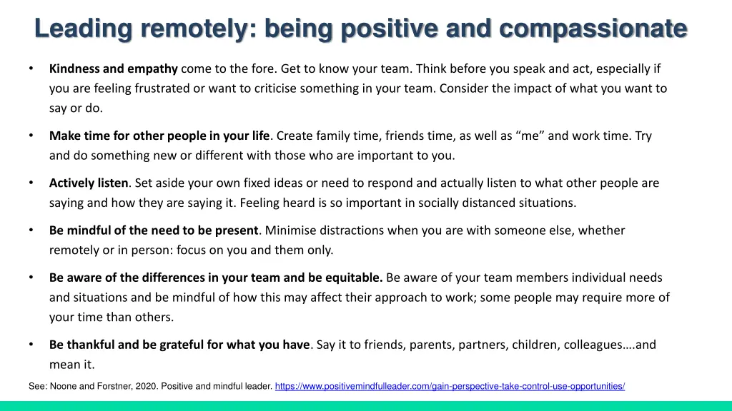 leading remotely being positive and compassionate