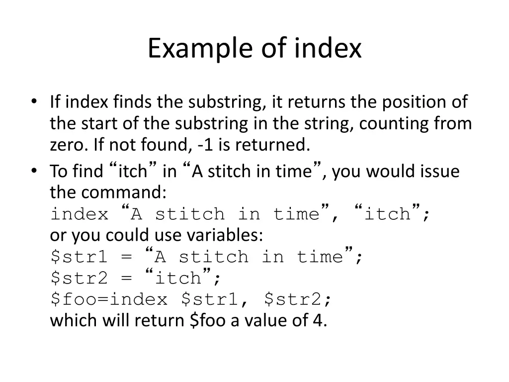 example of index