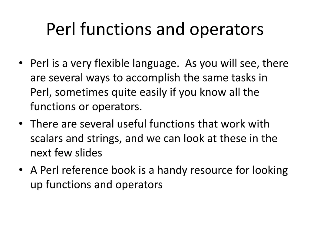 perl functions and operators