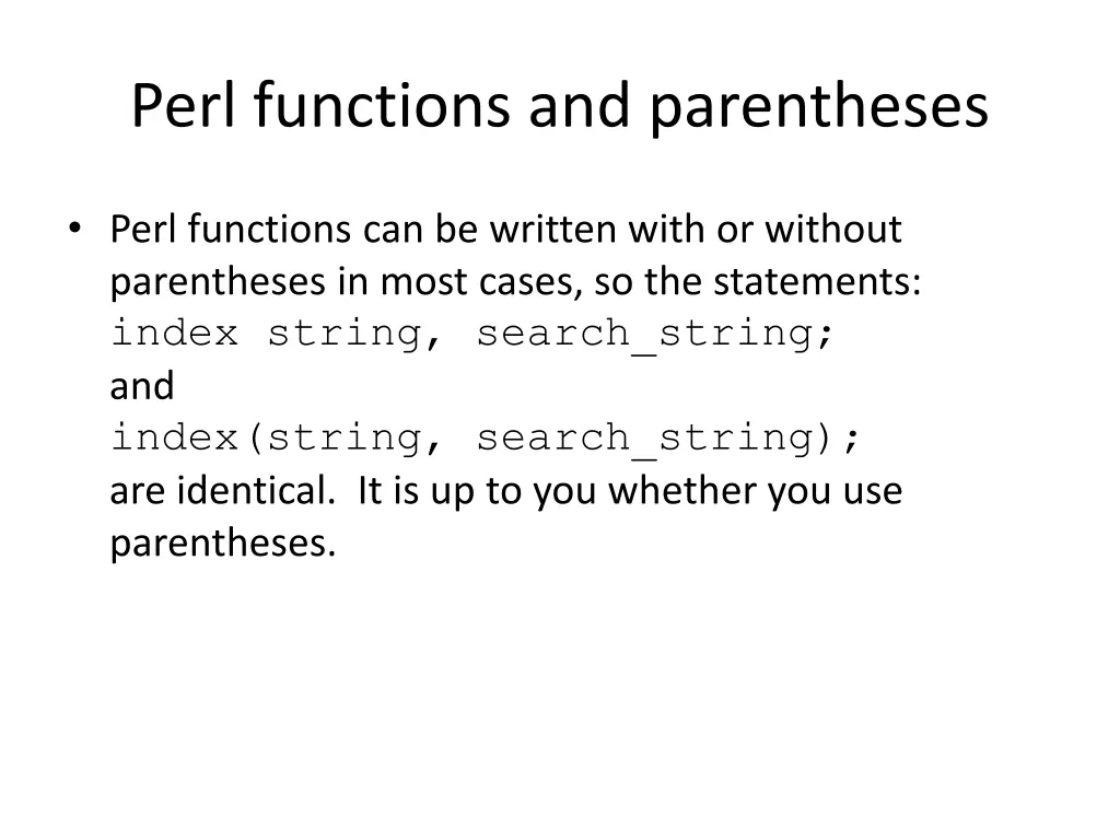 perl functions and parentheses