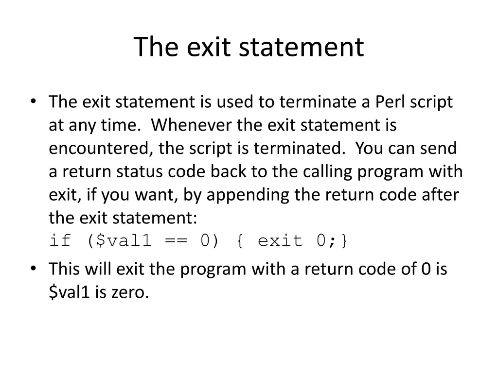 the exit statement 1