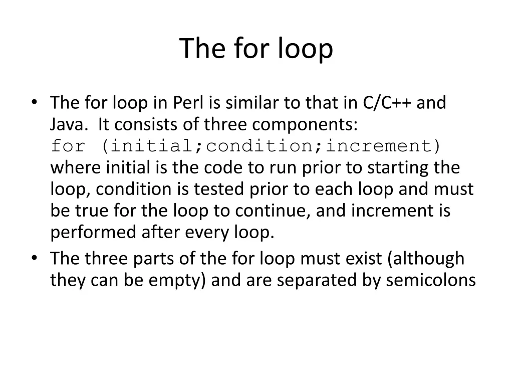 the for loop 1