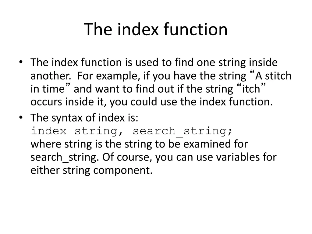 the index function