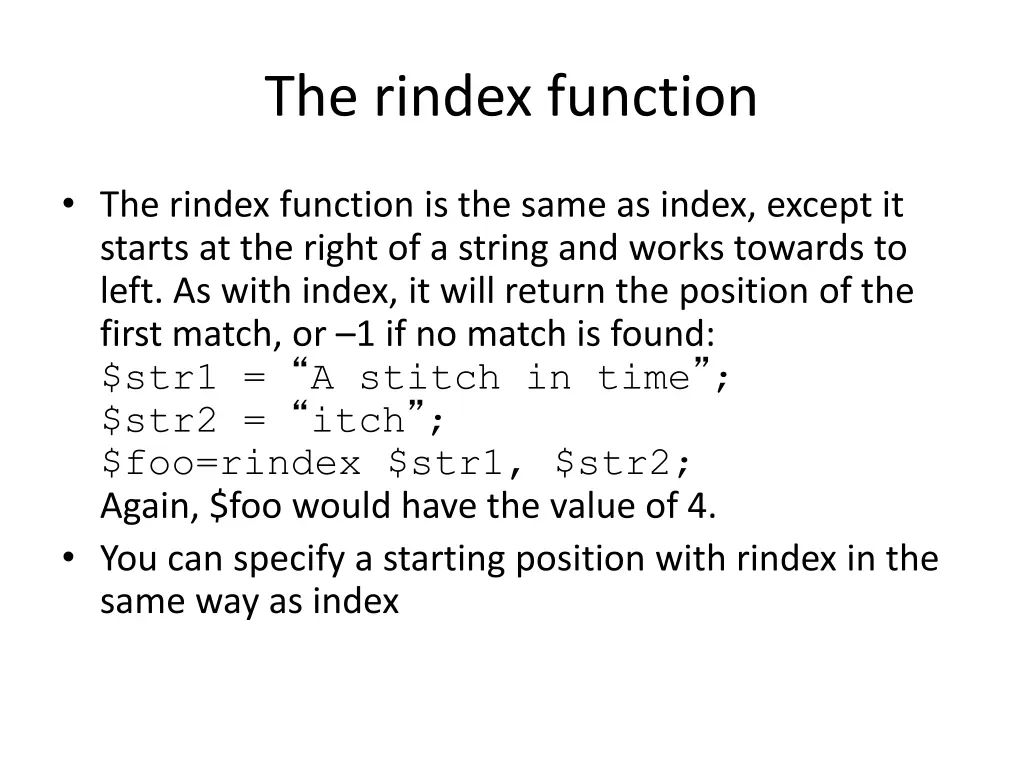 the rindex function