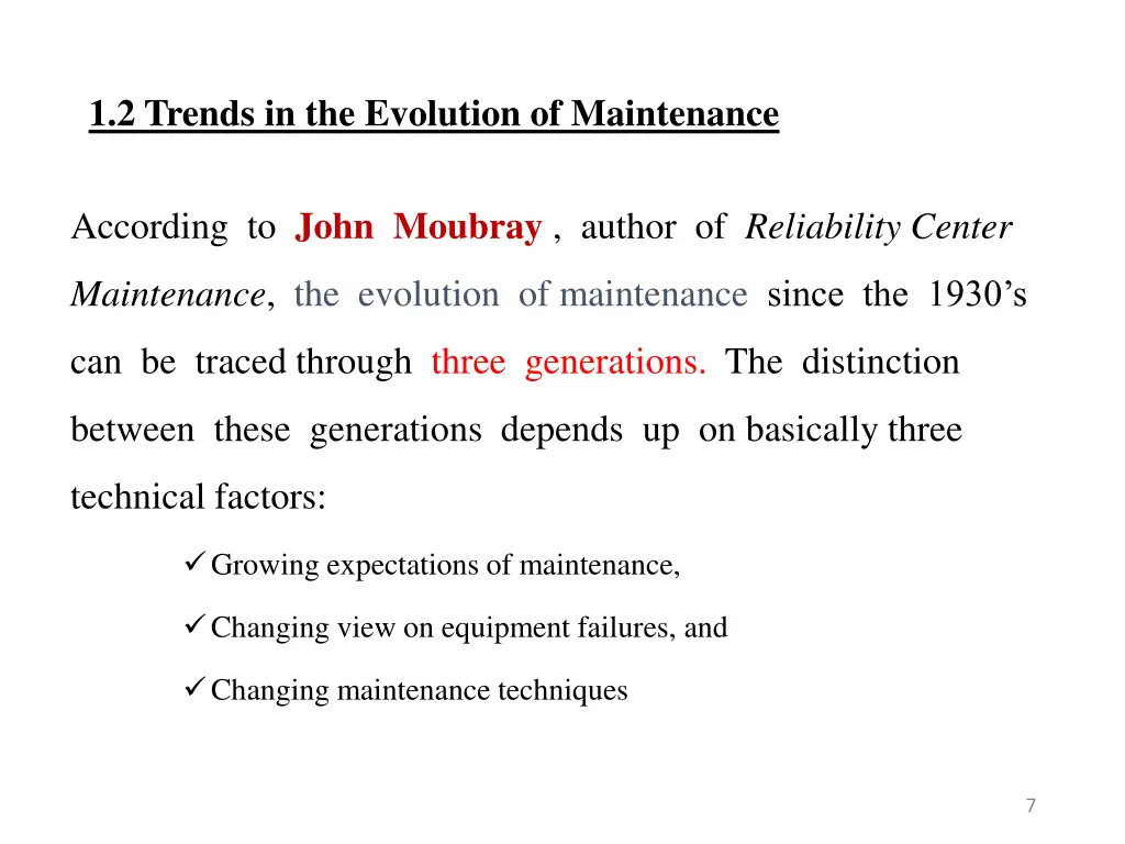 1 2 trends in the evolution of maintenance