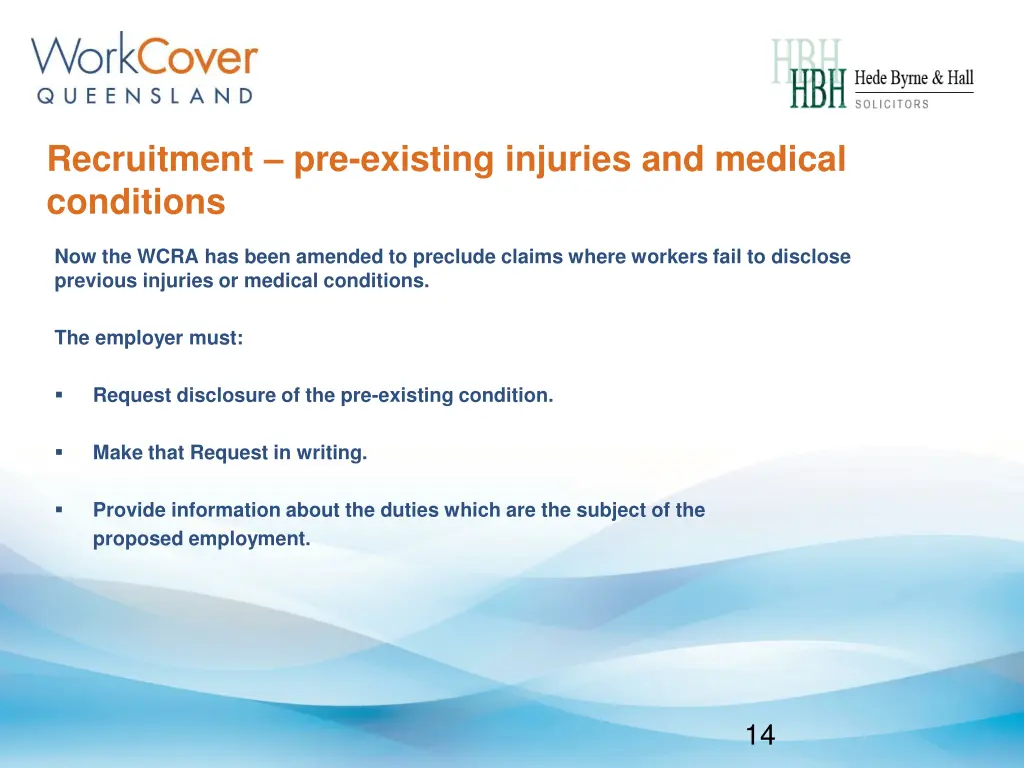 recruitment pre existing injuries and medical