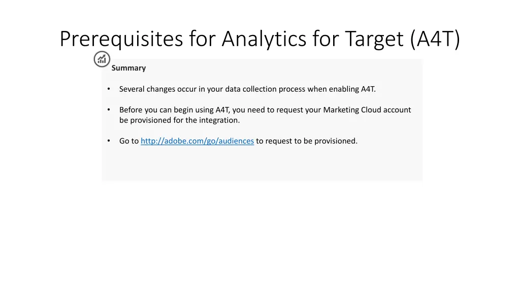 prerequisites for analytics for target a4t 1