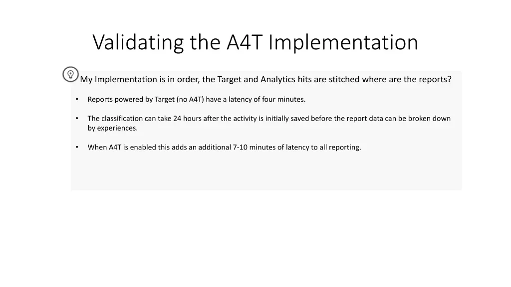 validating the a4t implementation 3