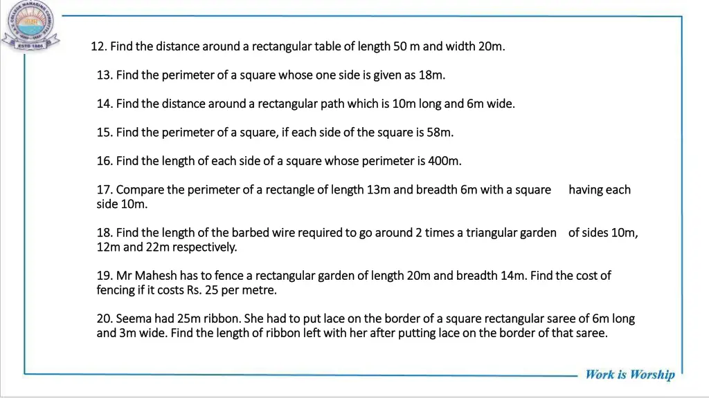 12 find the distance around a rectangular table