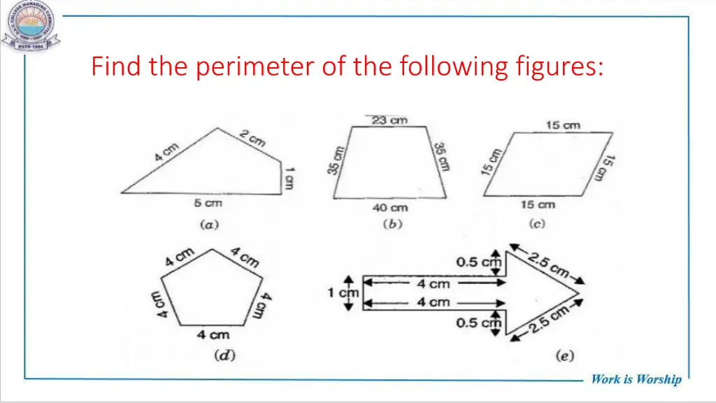 find the perimeter of the following figures