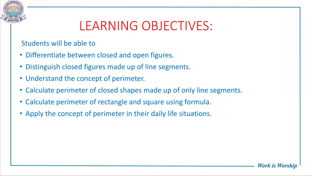 learning objectives