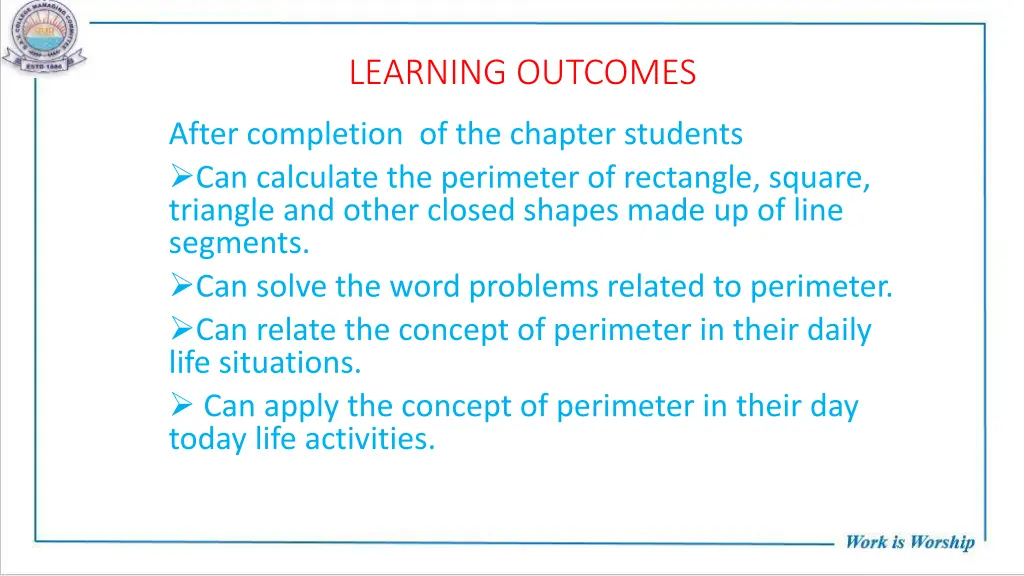 learning outcomes