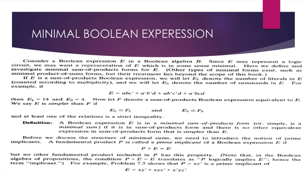 minimal boolean experession