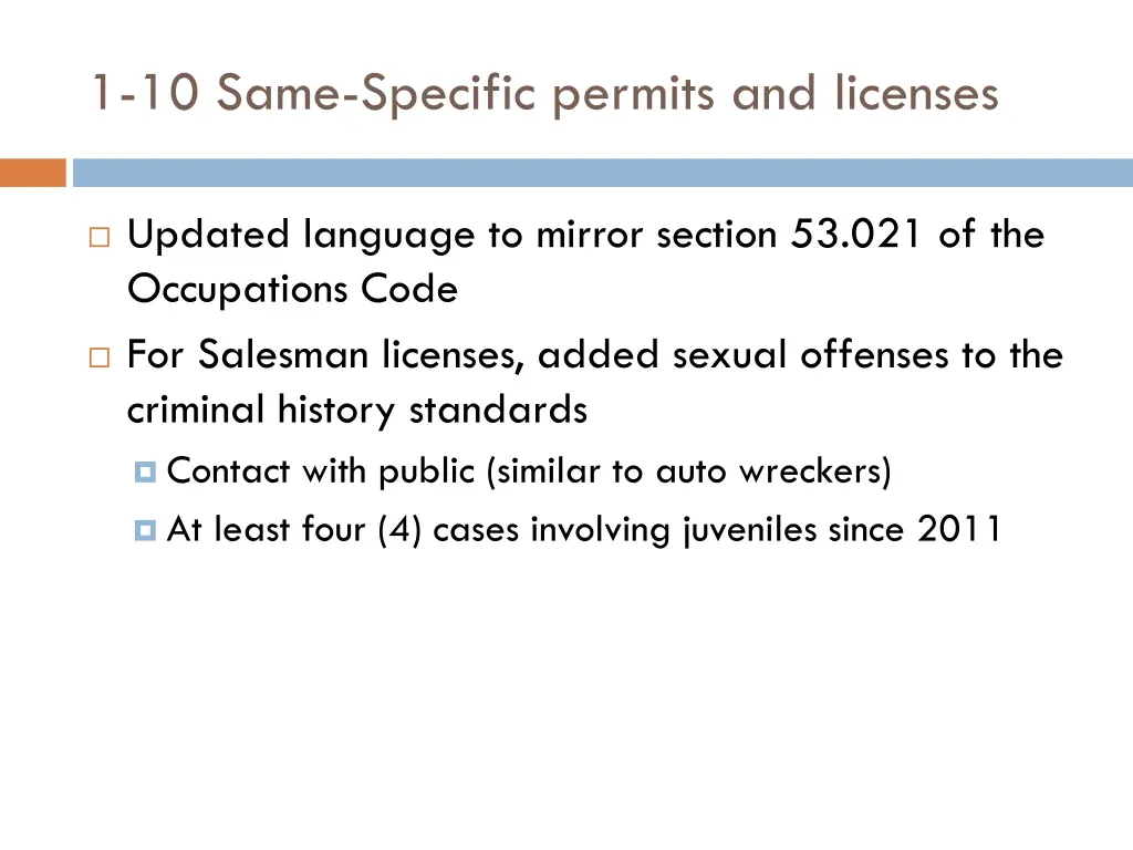 1 10 same specific permits and licenses