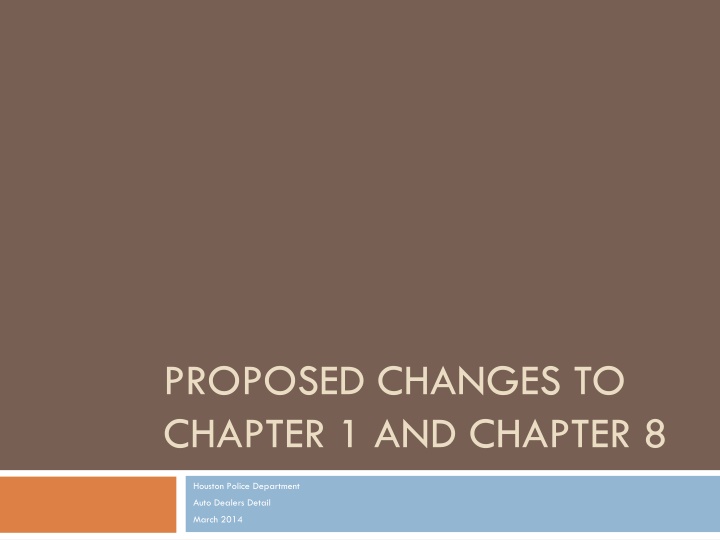 proposed changes to chapter 1 and chapter 8