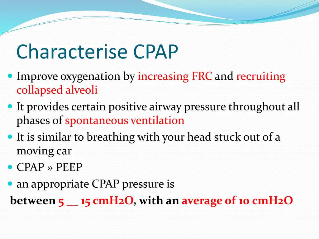 characterise cpap