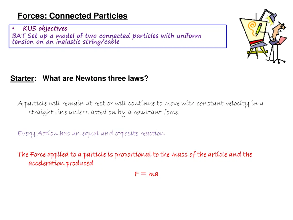 forces connected particles kus objectives