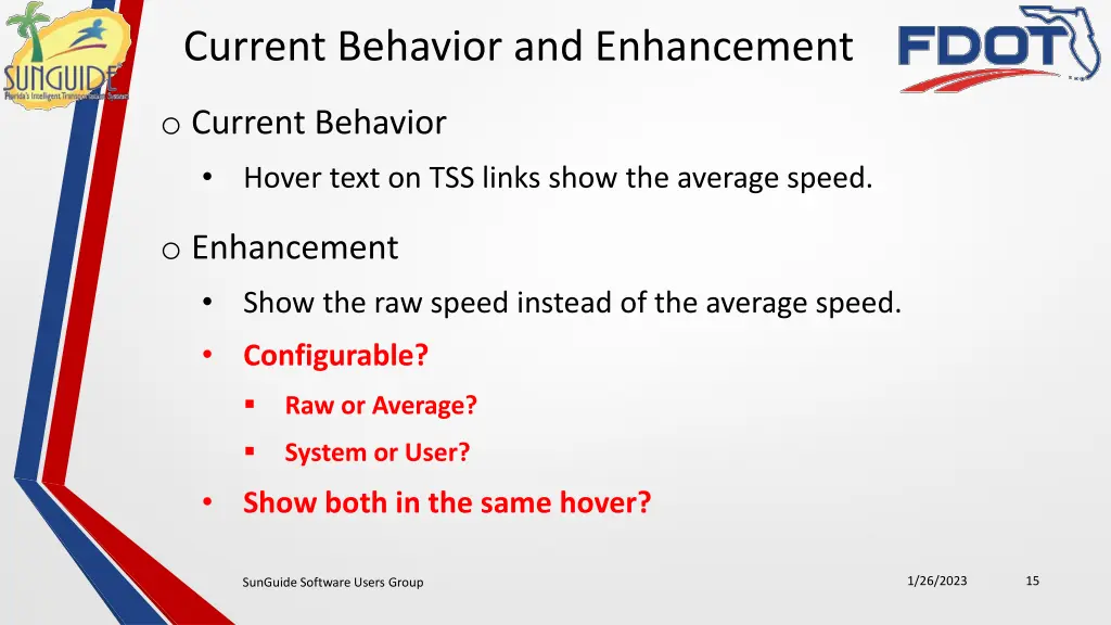 current behavior and enhancement