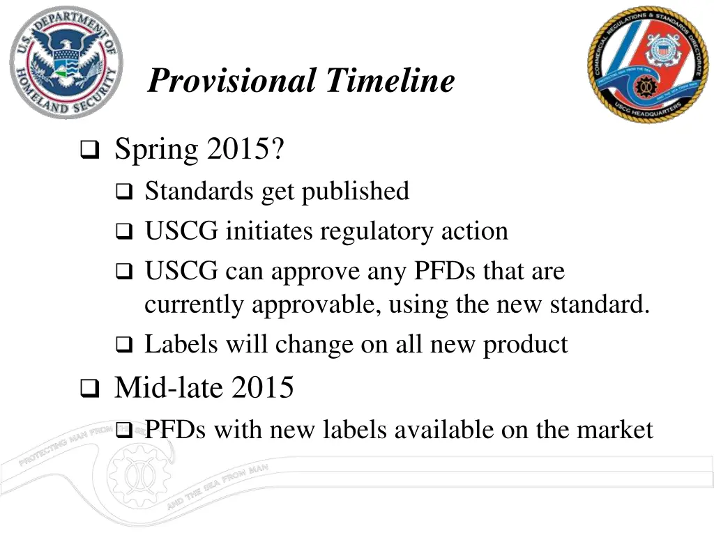 provisional timeline