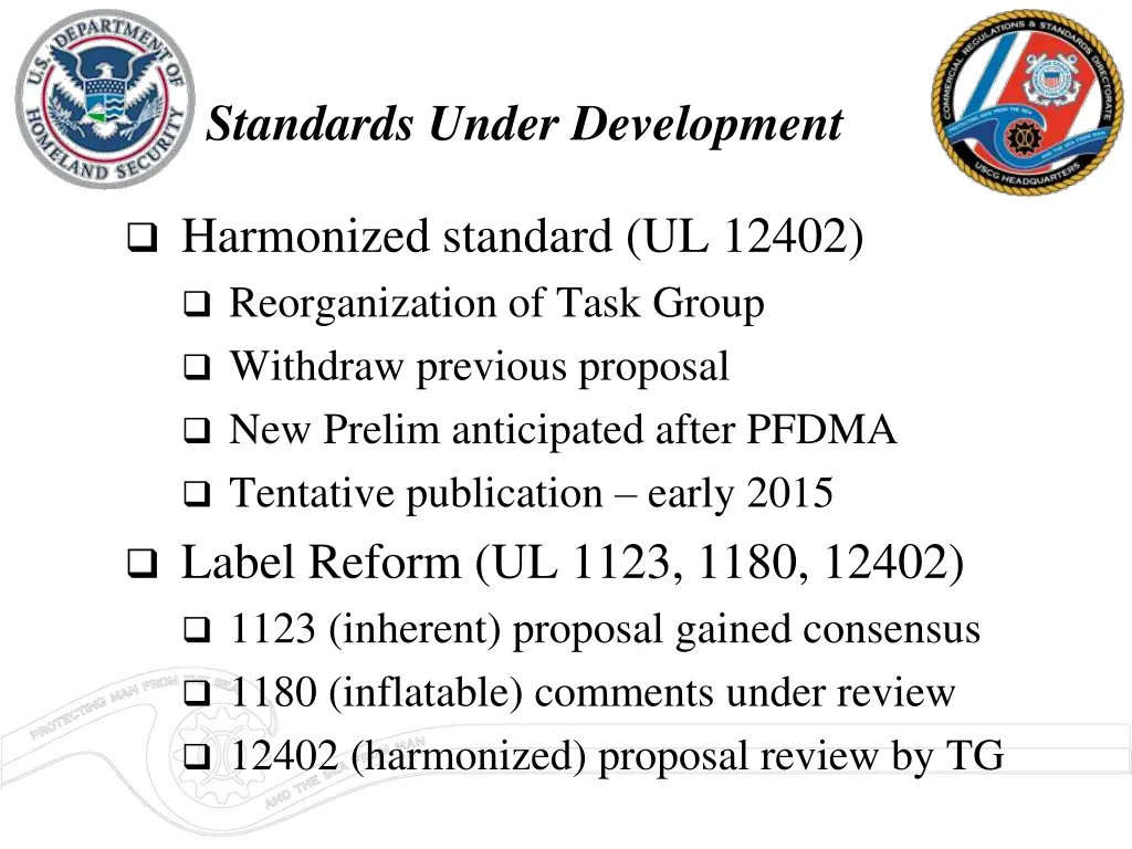 standards under development