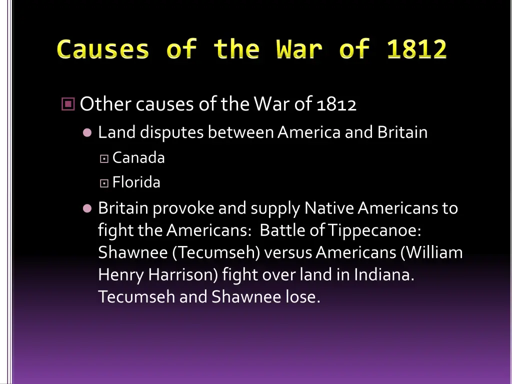 other causes of the war of 1812