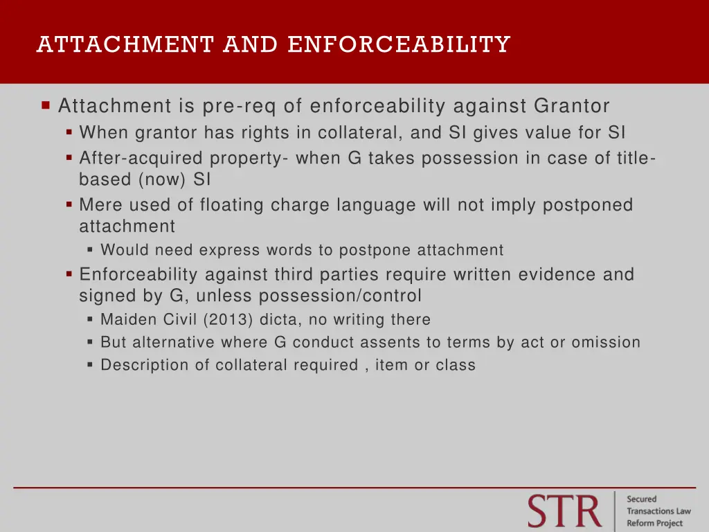 attachment and enforceability