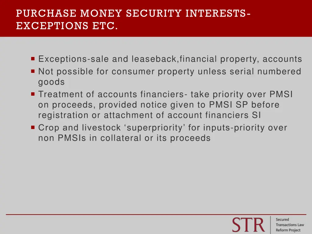 purchase money security interests exceptions etc