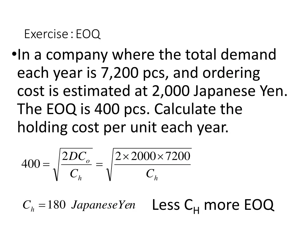 exercise eoq in a company where the total demand 1