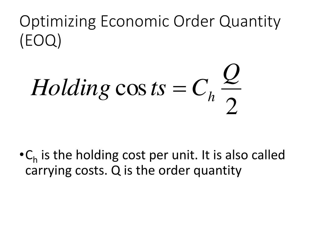 optimizing economic order quantity eoq