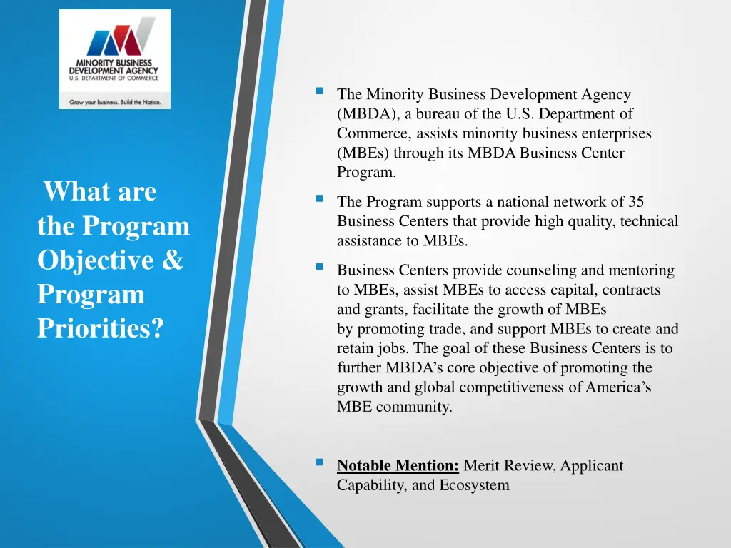 the minority business development agency mbda