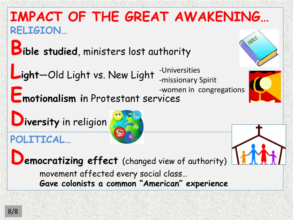 impact of the great awakening religion b ible