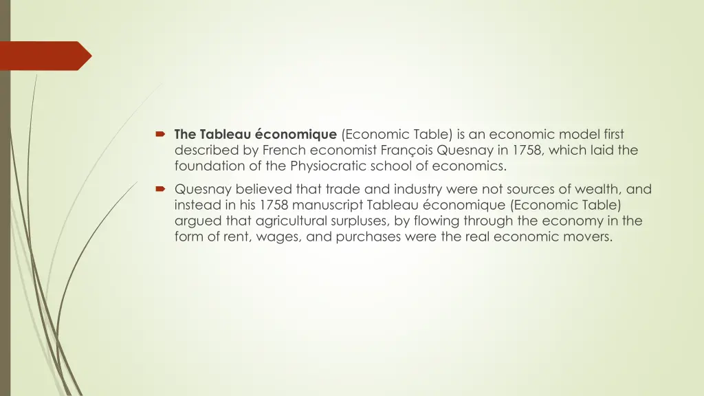 the tableau conomique economic table