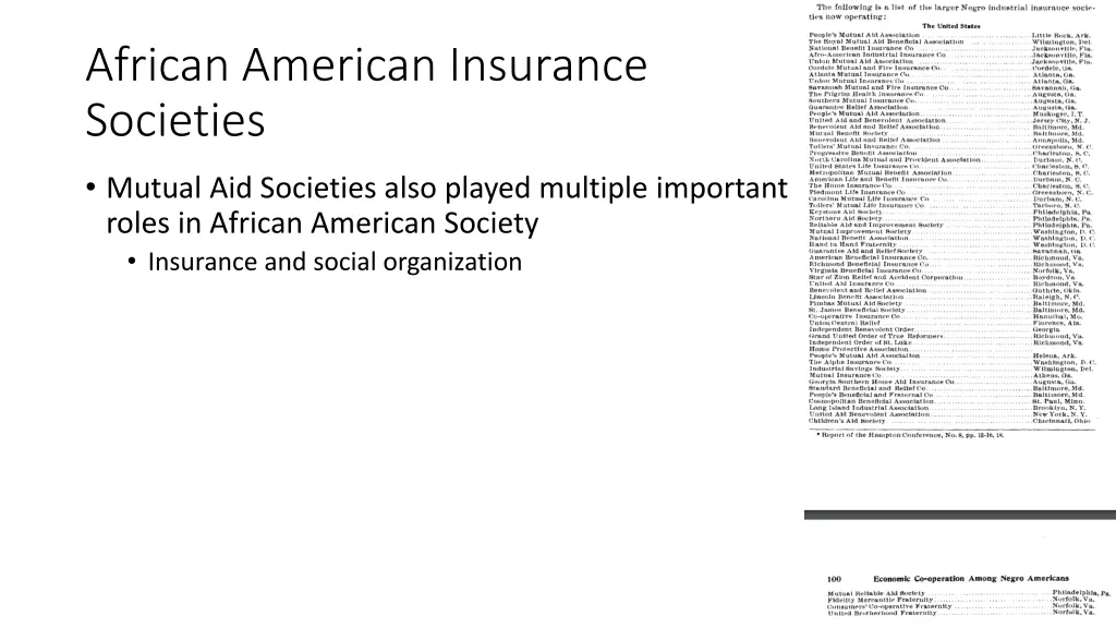 african american insurance societies