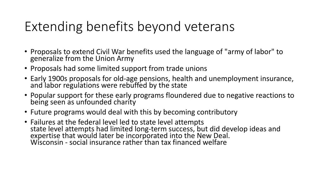 extending benefits beyond veterans